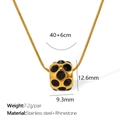 Gold stainless steel snake chain necklace with black rhinestone cylinder pendant - Black Rhinestone Gold Necklace (XL340BKRG)