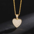 Hip hop hart hanger ketting in goud met pavé gezette zirkonia en een gedraaide touwketting - 2.0cm*3.0cm / Ketting Set [Klein] / Goud