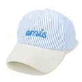 Detalle de la tela de algodón a rayas azules y bordado amis en la gorra de béisbol - M (56-58cm) / Rayas Azules