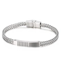 Pulsera de acero inoxidable trenzado para hombre con placa metálica geométrica raya - Color Acero