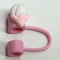Pink peach blossom silicone straw topper for 8-10mm Stanley cup accessories - Style 4