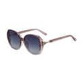 Lunettes de soleil carrées polarisées avec monture violette transparente et verres dégradés - Monture Rose Thé Dégradé Lentille Double Gris (C9)