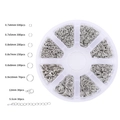 Silver jewelry making set with jump rings, lobster clasps, and extension chains - 8-Grid White K Findings Set Box