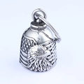 Campanella portafortuna moto vintage con aquila e bandiera americana in argento invecchiato - Colore Acciaio (Pendaglio + Portachiavi)