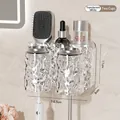Wall-mounted glacier pattern white toothbrush holder with two transparent cups - Transparent Silver 2 Cups Rack