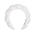Braided white sponge headband with high top towel fabric for facial washing - Velvet Headband - White