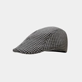 Zijaanzicht van klassieke baret met houndstooth-patroon en wollen textuur detail - Grijs