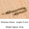 Vintage double dragon head bracelet in antique gold finish, 9mm width, 21.5cm length - Retro Gold Dragon Bracelet