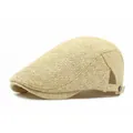 Hellbeige Stroh-Schirmmütze mit verstellbarer Seitenschnalle und metallischem Druckknopf - Gewebtes Dichtes Stroh Hellkhaki