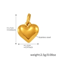 Detalle de dije de corazón bañado en oro de 18k con medidas precisas de tamaño y peso - Colgante de Corazón Dorado (D148)