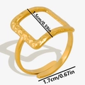 Detailed size chart for the gold square hammer texture adjustable stainless steel ring - Gold
