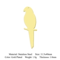 Gold plated parrot pendant in stainless steel, animal jewelry accessory, 11.5x40mm - Parrot-Gold (LA801)
