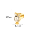Golden titanium owl labret stud with clear gemstones, size 0.91cm by 0.51cm - Gold Owl Style (T2583-10#Gold)