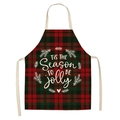 Christmas apron with red and green plaid pattern and seasonal festive text print - A0001-12 Red Green Plaid Typography