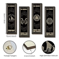 Set of 4 Viking wooden wall plaques with black and gold Norse rune totems for home decor - Poplar Wood / Four-Piece Set