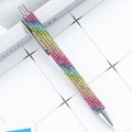 Rainbow gradient rhinestone ballpoint pen with silver metal accents in press design - Rainbow Gradient (Silver Parts)