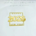 Macro shot of mirror gold acrylic Happy 2026 New Year cupcake topper decoration - Gold 2026 Happy New Year / 1.3mm / Gold