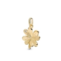 Polished golden four-leaf clover charm pendant with a single sparkling clear gemstone - Gold Textured Clover