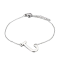 Bracciale in acciaio inossidabile argento con ciondolo lettera J e chiusura a moschettone - Stile Lettera J (KB116110-K)