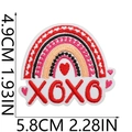 Macro detail of rainbow heart embroidery patch with XOXO text measuring 4.9cm x 5.8cm - No.28-Rainbow XOXO Heart