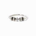 S925 sterling silver anxiety ring with five rotating colorful zircon beads on white background - US Size 7 / Platinum (White Zirconia)