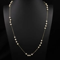 Long collier élégant en perles d'eau douce naturelles avec fil doré torsadé - Style Intervalle Simple-86cm