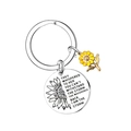 Edelstahl Schlüsselanhänger mit Sonnenblume Anhänger und inspirierendem Spruch auf Silber - Silber Rund + Sonnenblume-I am the storm