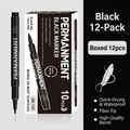 12-pack black 1.0mm fine tip permanent markers with quick-dry waterproof ink - Black Hard Tip 12 Pack
