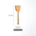 Single piece teak wood spatula 33.5cm with wide head and hanging hole for cooking - Spatula