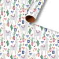 Llama and cactus pattern cartoon wrapping paper roll on white background - Alpaca / 50*70CM