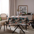 Bohemian woven rectangular tablecloth with vintage floral patterns and fringe details - Jacquard Kapok White Tassel