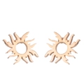 Detailed shot of hollow sunflower ear studs in gold finish with radiant rays - Hollow Sun / Rose Gold