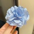 Light blue fabric rose hair claw clip in layered chiffon for elegant hairstyles - 240 Flower Hair Clip - Blue
