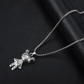Silver soldier pendant necklace in metal with box chain on black leather surface - Tribal Figure Style (A033)
