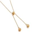 Minimalist golden stainless steel Y-necklace featuring matte and polished beads - Matte Golden