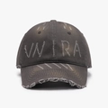 Distressed dark grey baseball cap with VIRA embroidery and vintage frayed detailing - Adjustable / Dark Gray