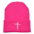 Rosafarbene Strickmütze mit Yeshua-Stickerei für Damen und Herren im Winter - Rosarot