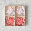 Lot de décorations de Noël étoiles en bois rouge et blanc avec motifs de flocons de neige - Étoiles-5CM-20Pcs