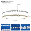 Detalles técnicos de diademas de strass plateadas y doradas con dimensiones y peso neto - Plata + Oro (Juego de 2)