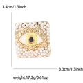 Quadratische Brosche mit weißen Perlen und gelbem Auge Design inklusive Größenabmessungen - Gelbes Auge / Gelb