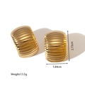 Detailed view of gold wide striped earrings with size 2.73cm by 1.84cm and weight 13.5g - Horizontal Ribbed Style (JC-24311-2-1)