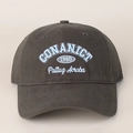 Dark grey cotton baseball cap with vintage blue embroidery and adjustable brim for unisex - M (56-58cm) / Gray