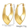 U-shaped hollow matte gold earrings in stainless steel for women with dimensions - Rhombus Hollow (MS-129) / Gold