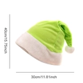 Green elf style plush LED Christmas hat with white fur trim and size measurements - 30*40cm / Green Crystal Super Soft