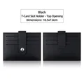 Slim black PU leather card holder with seven slots and metal snap button 10.5*7.8cm - 10.5*7.8cm / 7 Slots Buckle Style / Black