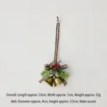 Christmas hanging ornament with red plaid bow, pine needles, cones and bells, 23cm length - Vintage Large Double Bell K