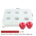 Silikonform mit 6 Aussparungen für DIY Kirsch-Kuchendekorationen und Kerzen - 6-Loch Kirsche Silikonform LZ-372