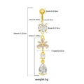 Dimensions détaillées du piercing de nombril doré avec fleur en zircon blanc et pendentif - Pois Noirs