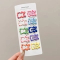 Set of 10 colorful wave-edge hair clips with polka dots on a 'Sweet girl' card - Bear Clips 10Pcs Set