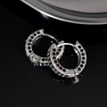 Classic silver-tone hoop earrings set with sparkling round-cut black cubic zirconia stones - Platinum-Black Zirconia